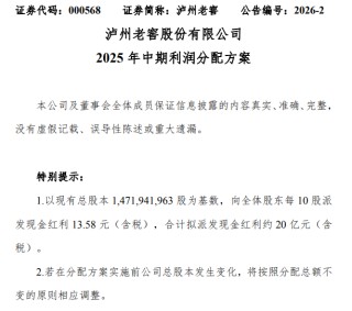 千亿龙头，拟分红约20亿元