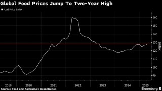 受关税担忧影响 全球粮食价格升至两年新高
