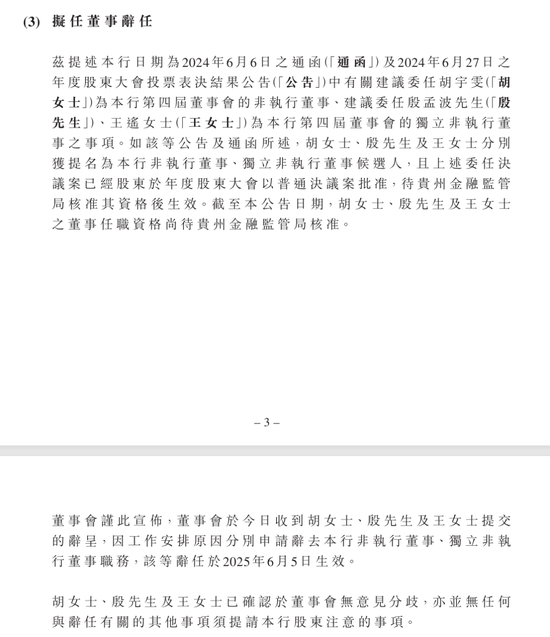 贵州银行三董事提名一年未获监管核准辞职 新行长吴帆3个月快速履职 第2张 贵州银行三董事提名一年未获监管核准辞职 新行长吴帆3个月快速履职 第2张